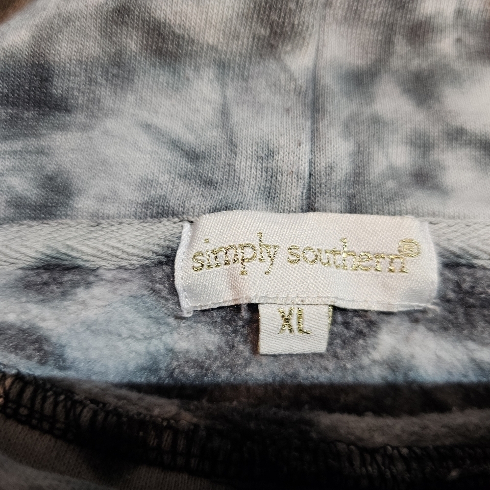 Simply Southern Collection Tie-Dye Pullover Sweatshirt Gray Black White Size XL - Picture 5 of 10